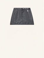 Courreges Courreges Skirt, Grey, Vinyl Reedition Iconic Mini Skirt w/ Logo Embroidery in Steel Grey