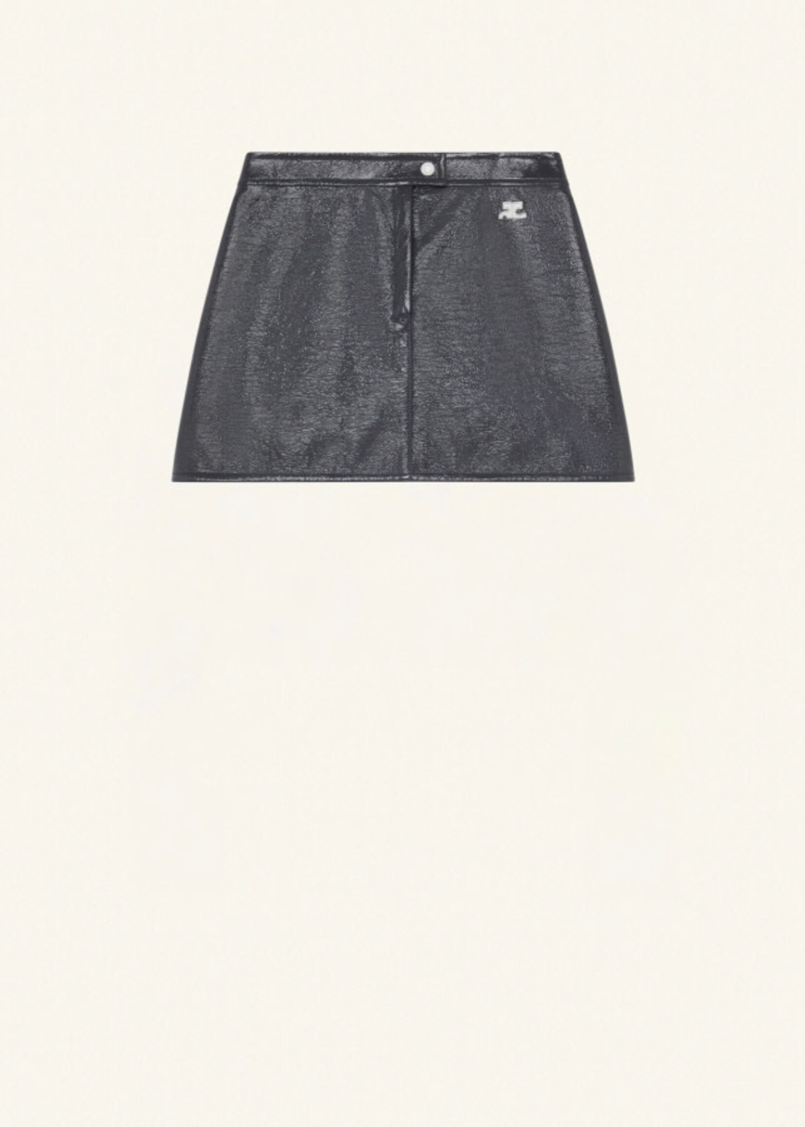 Courreges Courreges Skirt, Grey, Vinyl Reedition Iconic Mini Skirt w/ Logo Embroidery in Steel Grey