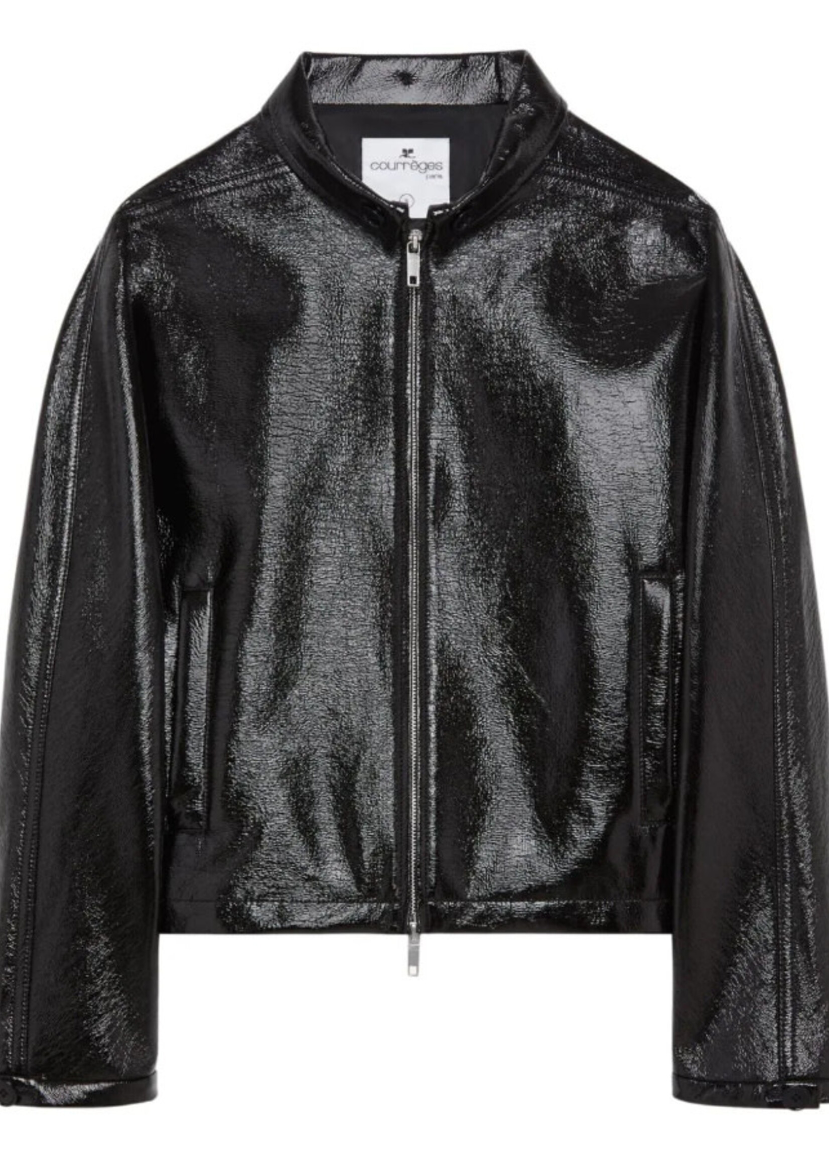 Courreges Courreges Jacket, Black, Vinyl Collared Zipped Up Elastic Back Bomber