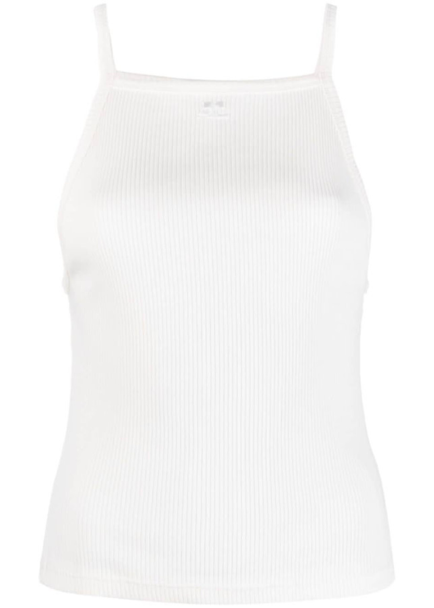 Courreges Courreges Top, White, Cotton Neckline Sleeveless 90's Ribs Tank Top In Heritage White