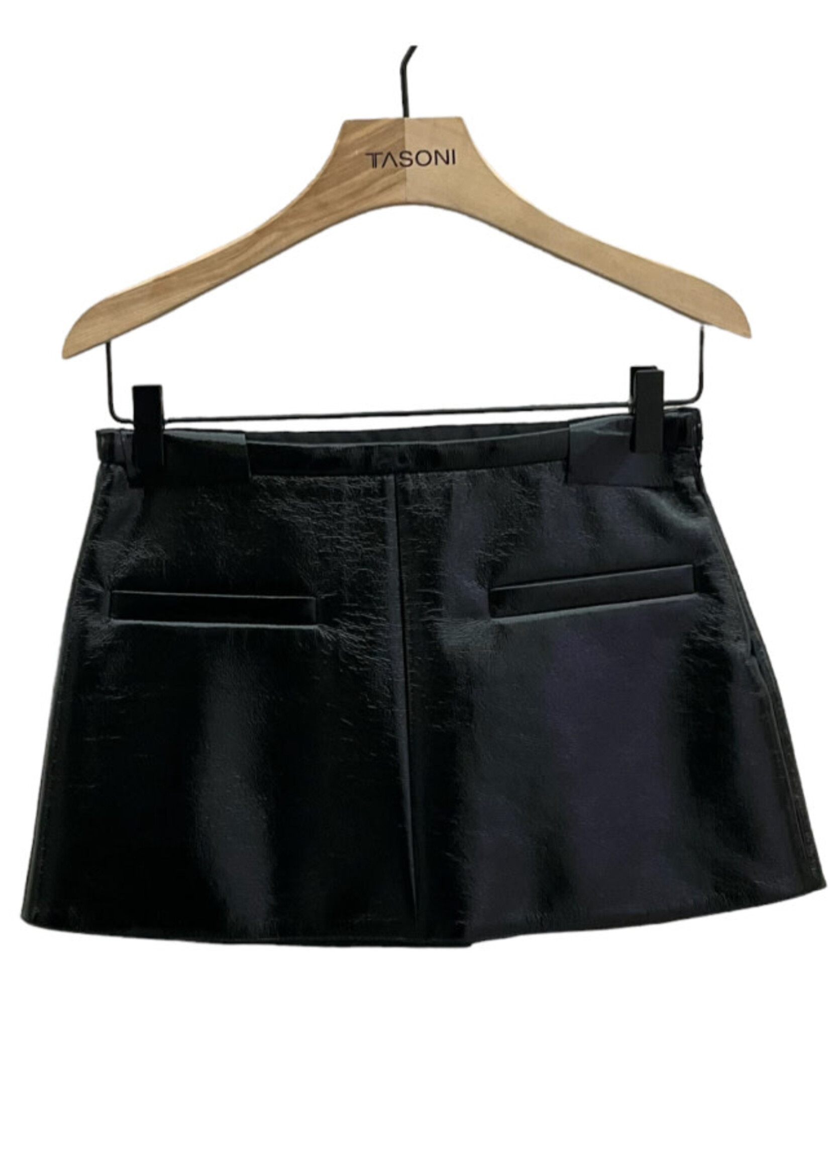 Courreges Courreges Skirt, Black, Heritage A-Line Vinyl Mini Skirt w/ Back slits