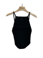 Courreges Courreges Top, Black, Cotton Sleeveless Holistic Rib Knit Tank Top w/ Lower Back