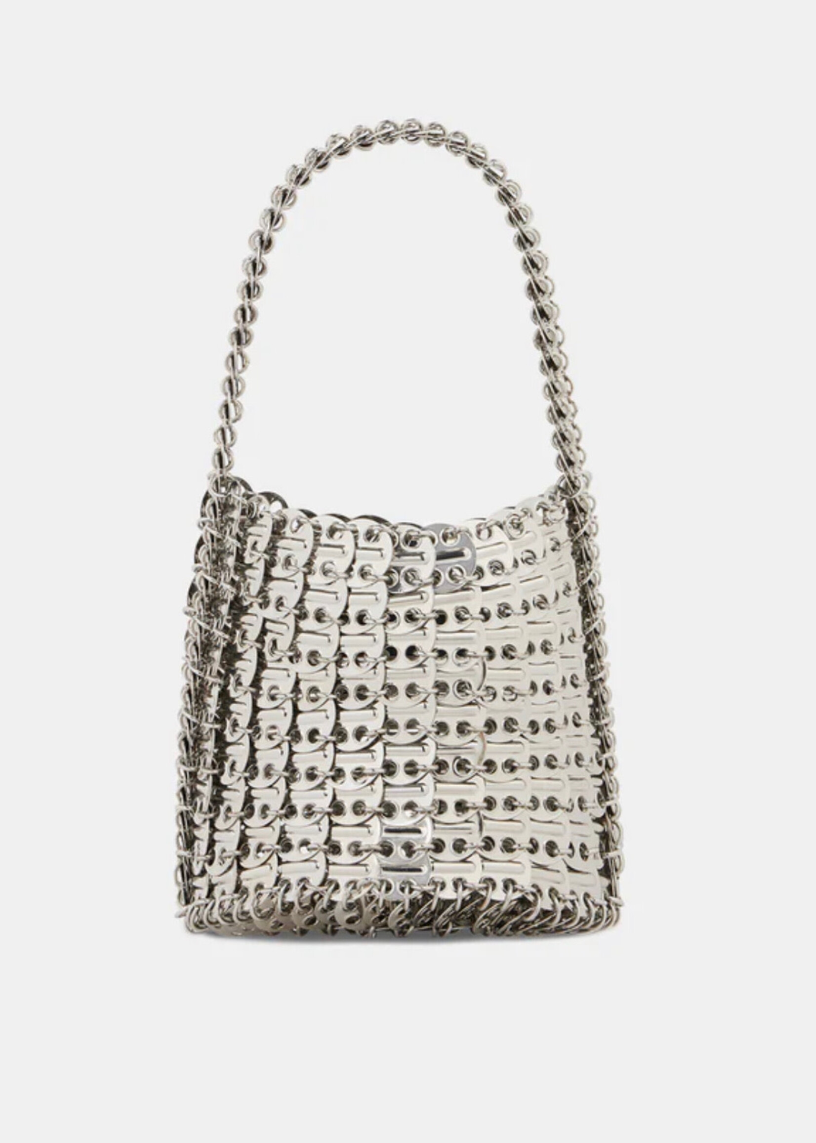 Rabanne Paco Rabanne Bag, Silver, Metal Disc 1969 Open Bucket Bag w/ Top Handle