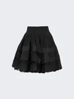 Alaia Alaia Skirt, Black, High Waisted Knitted Ruffled Mini Shiny Crinoline Skirt