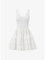 Alaia Alaia Dress, White, Sleeveless Knitted Ruffled Mini Skirt Shiny Crinoline Dress