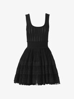 Alaia Alaia Dress, Black, Sleeveless Knitted Ruffled Mini Skirt Shiny Crinoline Dress