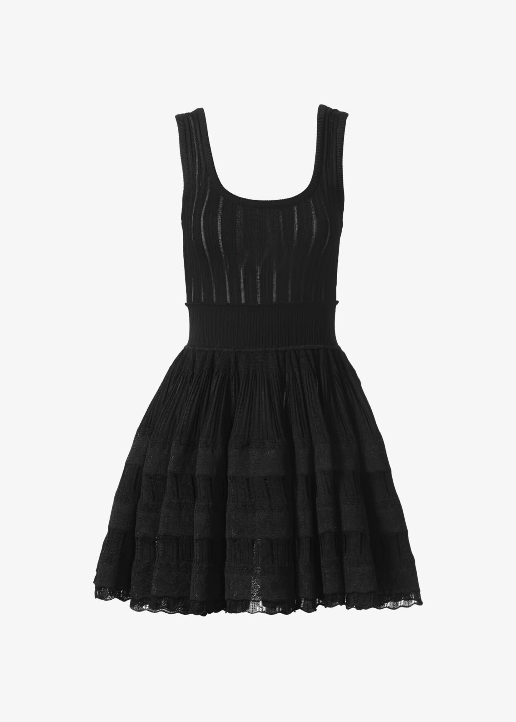 Alaia Alaia Dress, Black, Sleeveless Knitted Ruffled Mini Skirt Shiny Crinoline Dress