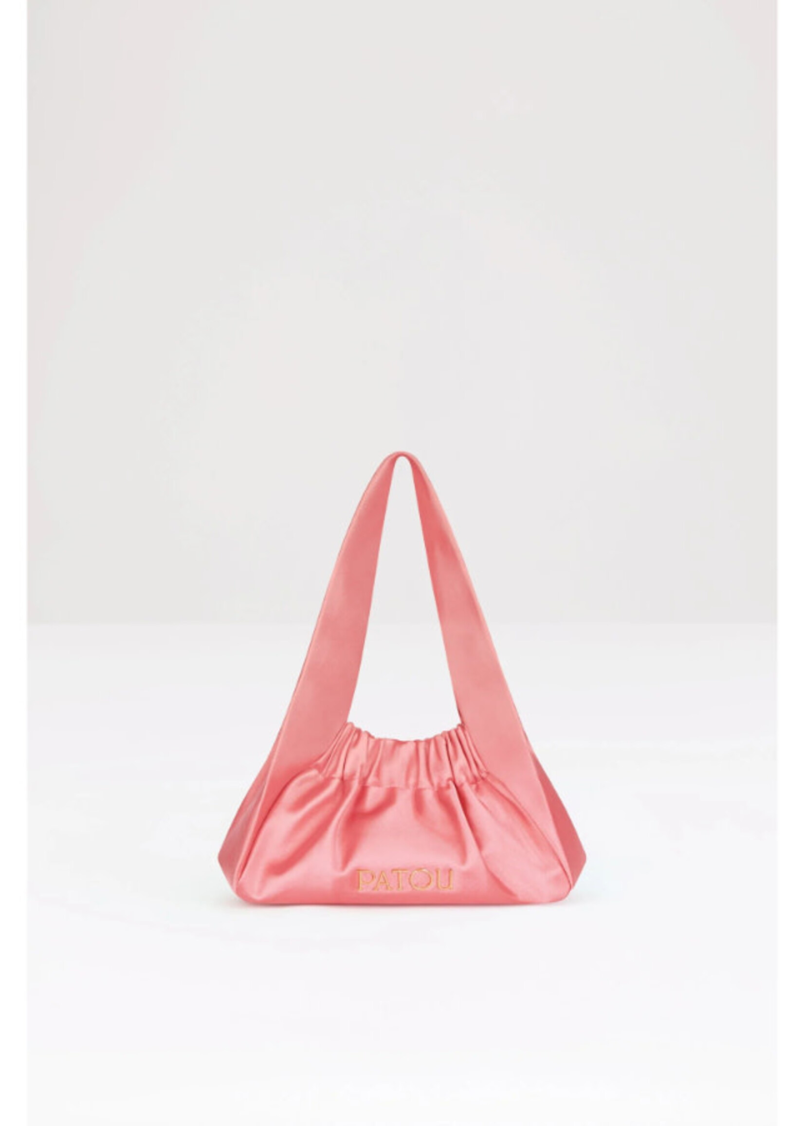 Patou Patou Bag, Pink, Le Biscuit Satin Top Handle Hobo Bag in Hot Pink w/ Patou Metallic Logo