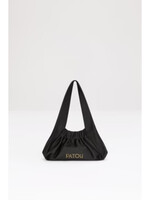 Patou Patou Bag, Black, Le Biscuit Satin Top Handle Hobo Bag w/ Patou Metallic Logo