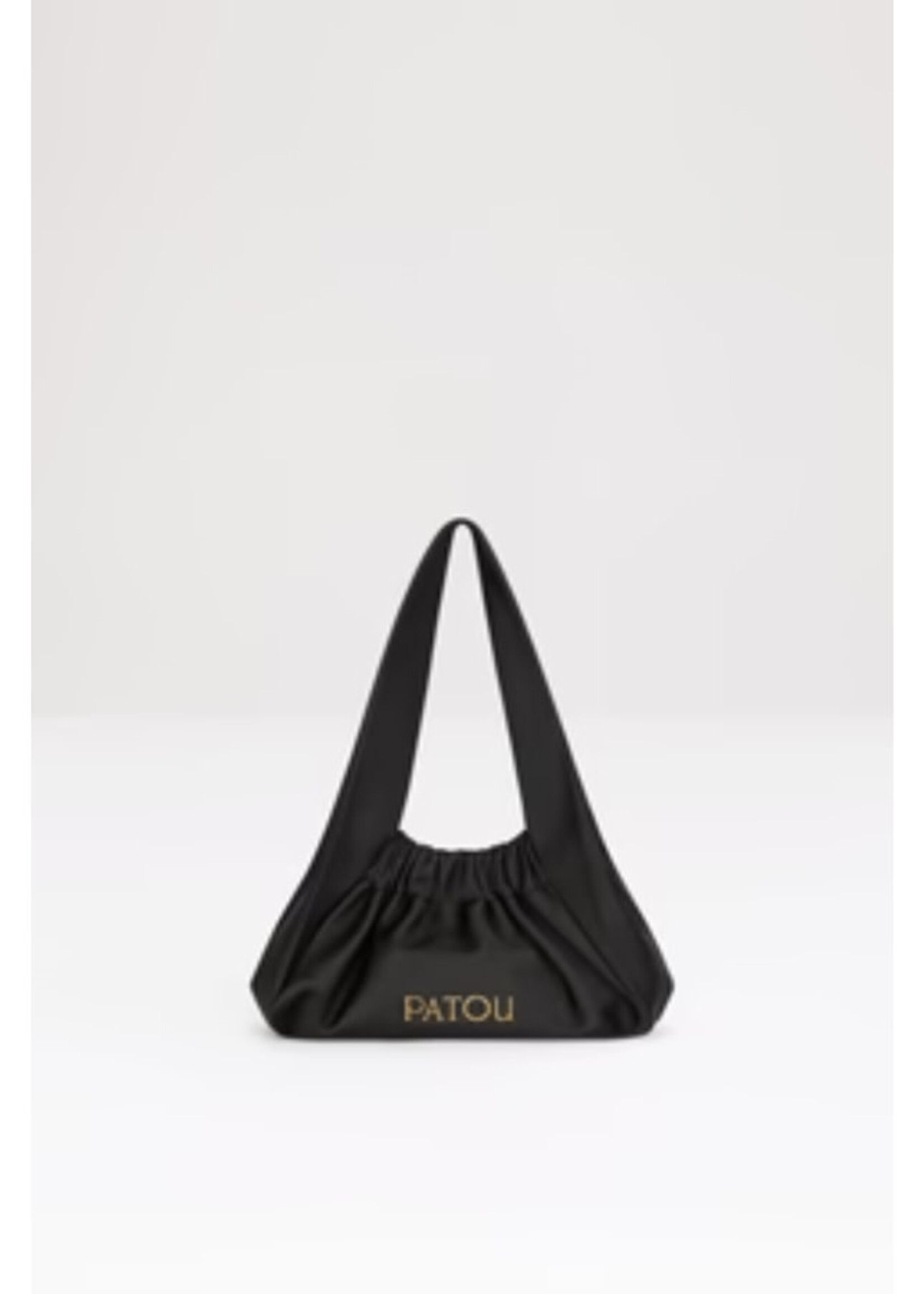 Patou Patou Bag, Black, Le Biscuit Satin Top Handle Hobo Bag w/ Patou Metallic Logo