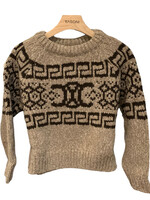 Celine Celine Knitwear, Multi, Wool Boxy Fair Isle Triomphe Crew Neck In Taupe & Brown