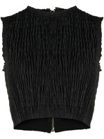 Patou Patou Top, Black, Sleeveless Smock Cropped Top w/ Zip Up Back