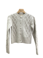 Alexandra Golovanoff Tricots AGT Knitwear, Grey, Tam Cashmere Crew Neck Button Up Cardigan In Grey