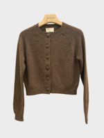 Alexandra Golovanoff Tricots AGT Knitwear, Brown, Mila Cardigan Crew Neck Button Up