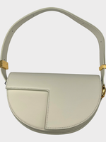 Patou Patou Bag, White, Le Patou Calf Leather Cut Out Geometric Monogram Half Circle in Avalanche