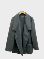 Julie de Libran Julie de Libran Coat, Grey, Henri Cashmere Collared Open Coat w/ Big Open Pockets