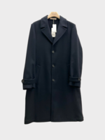 Massimo Alba Massimo Alba Coat, Blue, Rain Cashmere Collared Single Breasted Button Up Duster Raincoat in Dark Blue w/ Horn Buttons