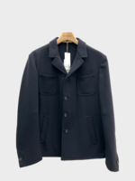 Massimo Alba Massimo Alba Jacket, Blue, Solex Cashmere Collared Single Breasted Saharian Jacket in Dark Blue w/ Horn Buttons