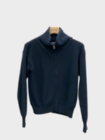 Giuliva Heritage Giuliva Heritage Knitwear, Navy, Leandra Cotton High Neck Zipped Up Knitted Sweater