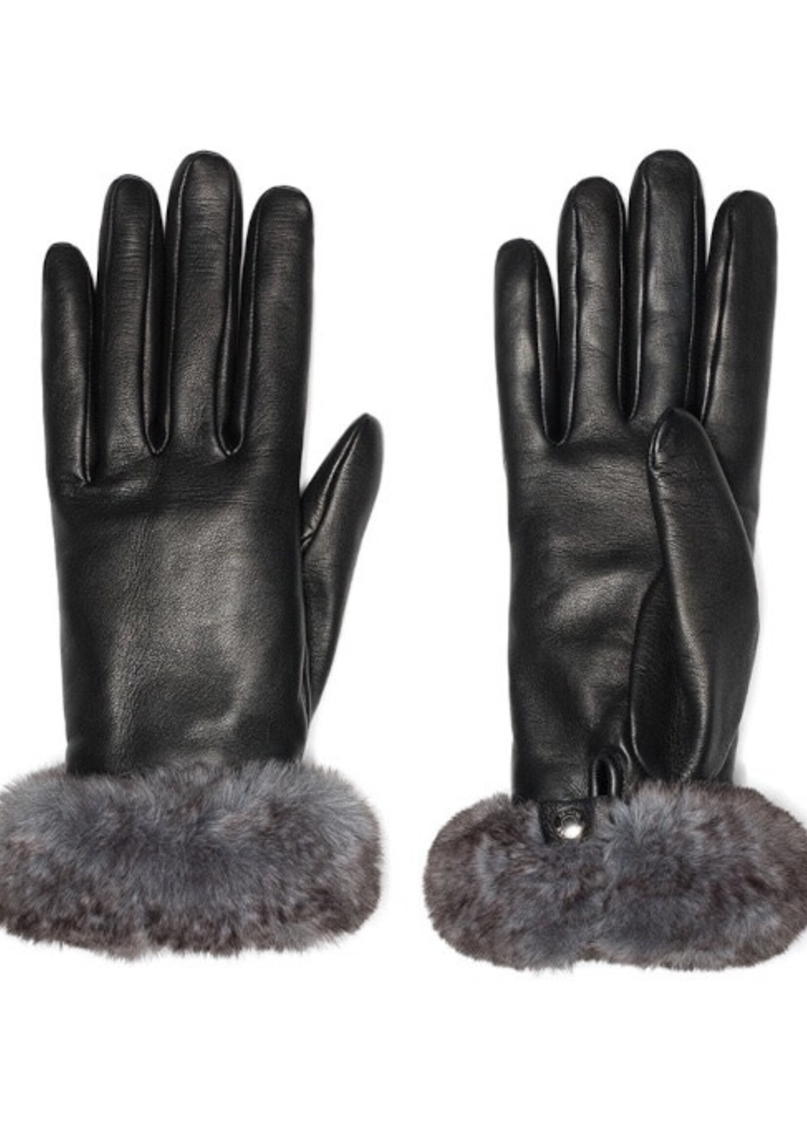 Causse Causse Gloves, Black, Remy Lambskin Gloves w/ Cashmere Lining & Faux Fur