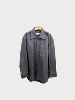 Lanvin Lanvin Jacket, Grey, Cotton Oversized Collared Twisted Cocoon Overshirt In Steel w/ Chest Pocket