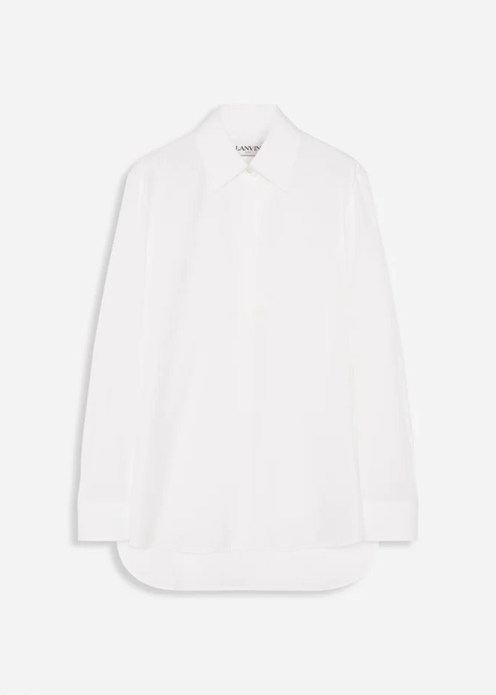 Lanvin Lanvin Shirt, White, Cotton Oversized Collared Plastron Shirt In Optic White