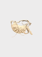 Balenciaga Balenciaga Bag, White, Le Cagole XS Lamb Leather Zipped Up Small Shoulder Bag w/ Heart Mirror