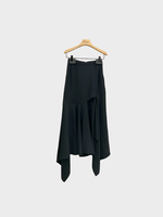 Mugler Mugler Skirt, Black, High Waist Fluid Asymmetric Long Skirt In Black w/ Leg Cut Out