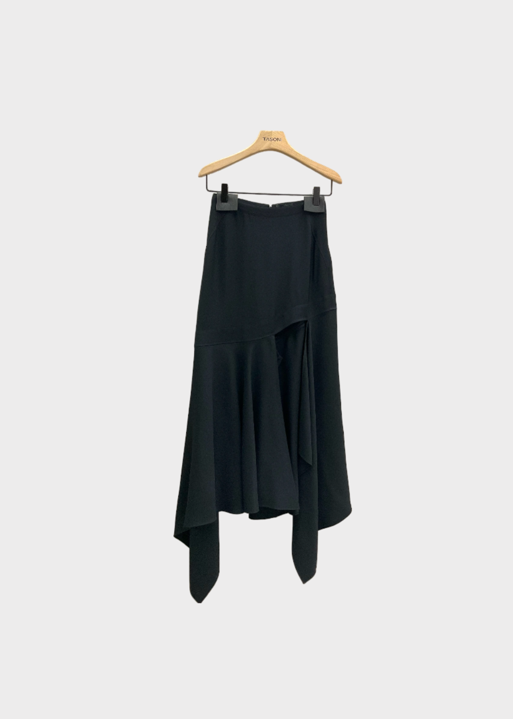 Mugler Mugler Skirt, Black, High Waist Fluid Asymmetric Long Skirt In Black w/ Leg Cut Out