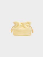 Loewe Loewe Bag, Yellow, Flamenco Shearling Knotted Drawstring Clutch Bag In Vanilla
