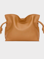Loewe Loewe Bag, Brown, Flamenco Nappa Calf Leather Knotted Drawstring Mini Bag In Oak