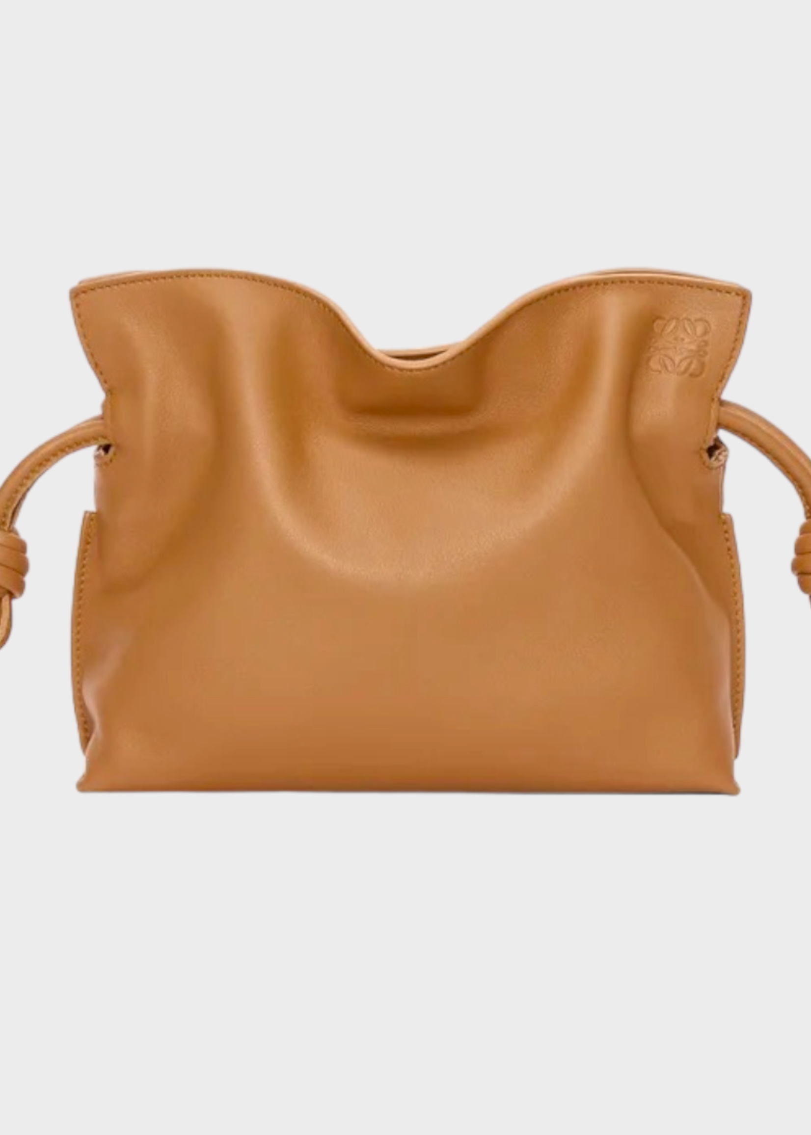 Loewe Loewe Bag, Brown, Flamenco Nappa Calf Leather Knotted Drawstring Mini Bag In Oak