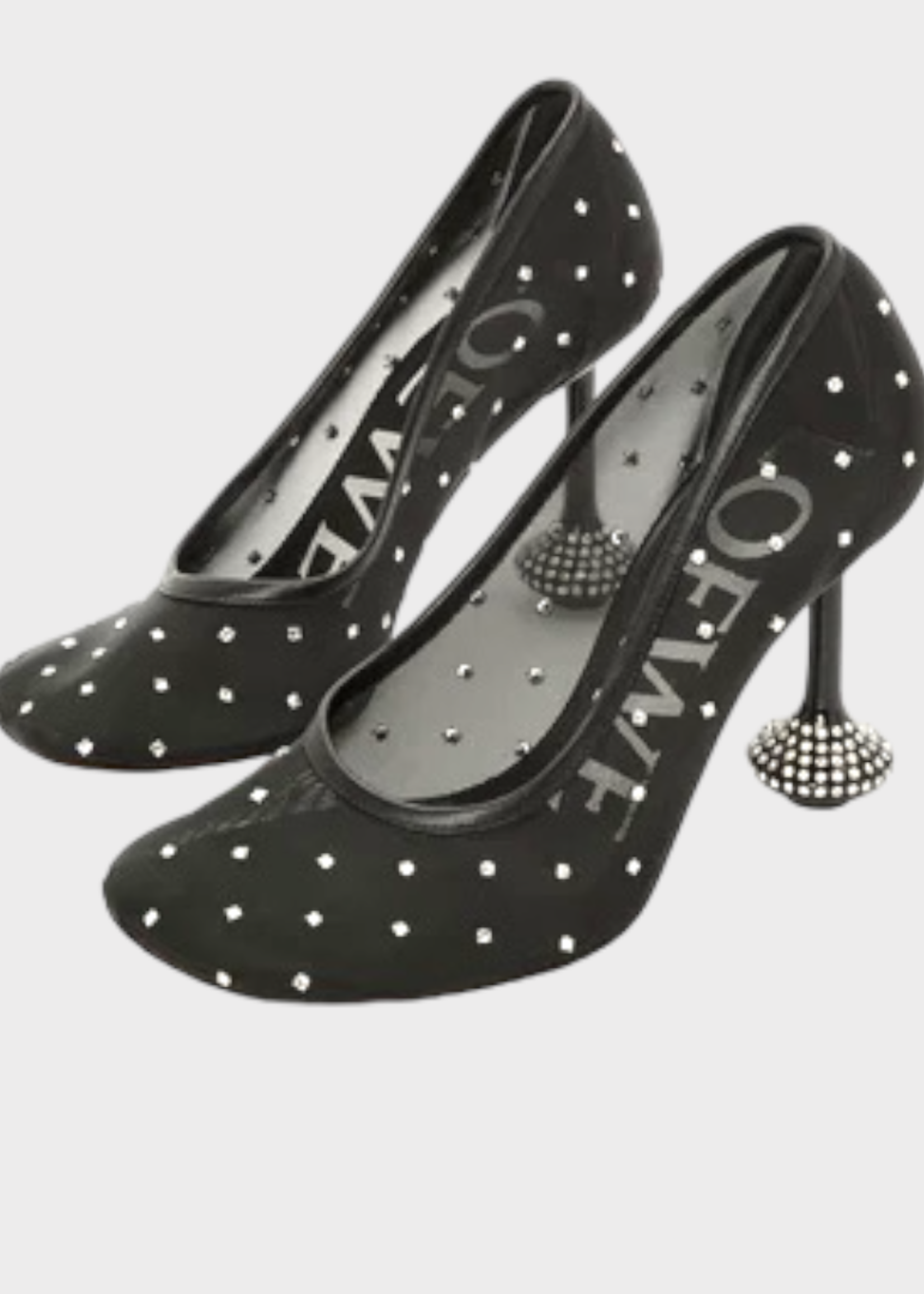 Loewe Loewe Heels, Black, Toy Mesh Pump In Black w/ Rhinestones Embellishments