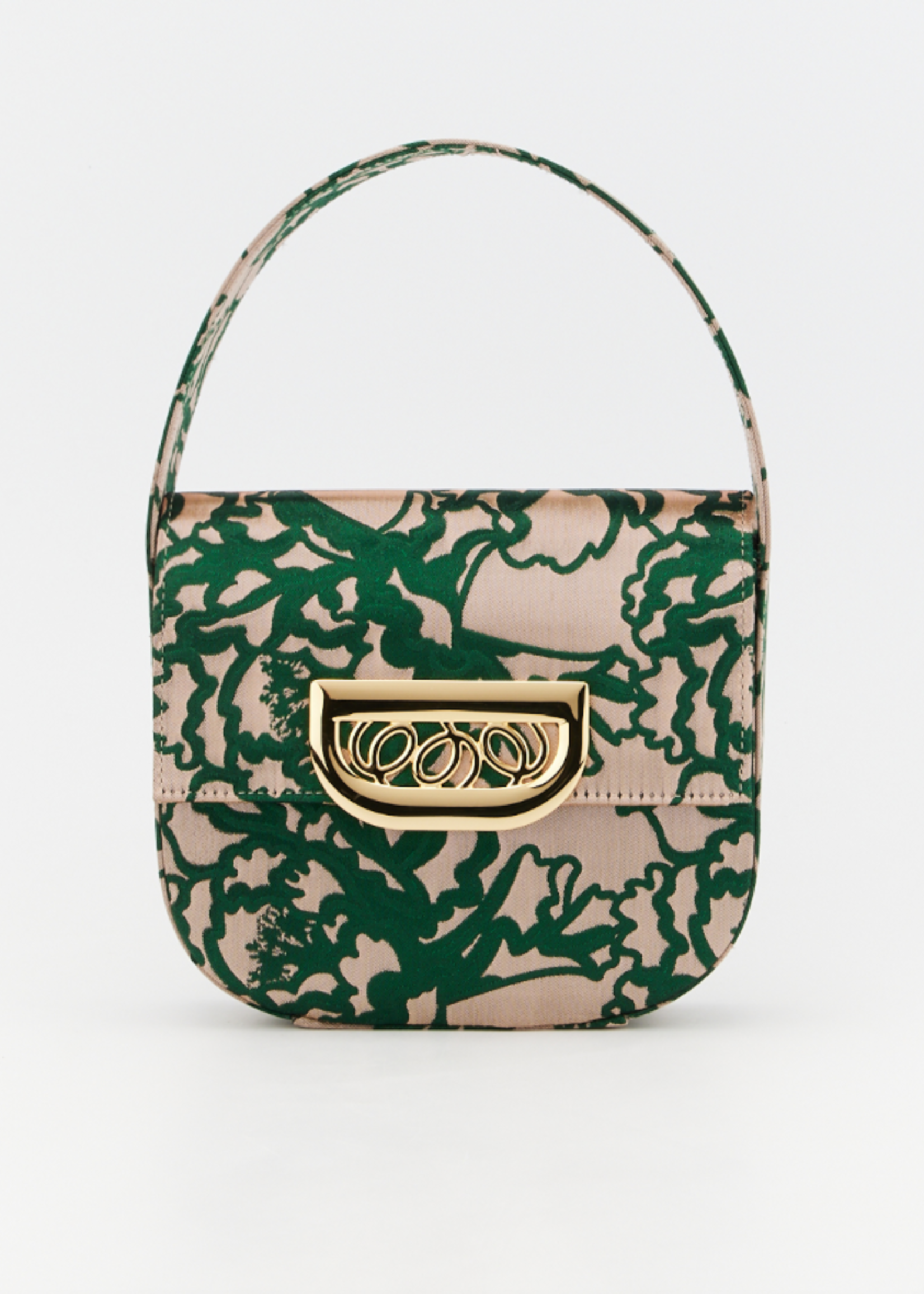 Destree Destree Bag, Multi, Martin Jewel Small Jacquard Satin Shoulder Bag in Green & Beige