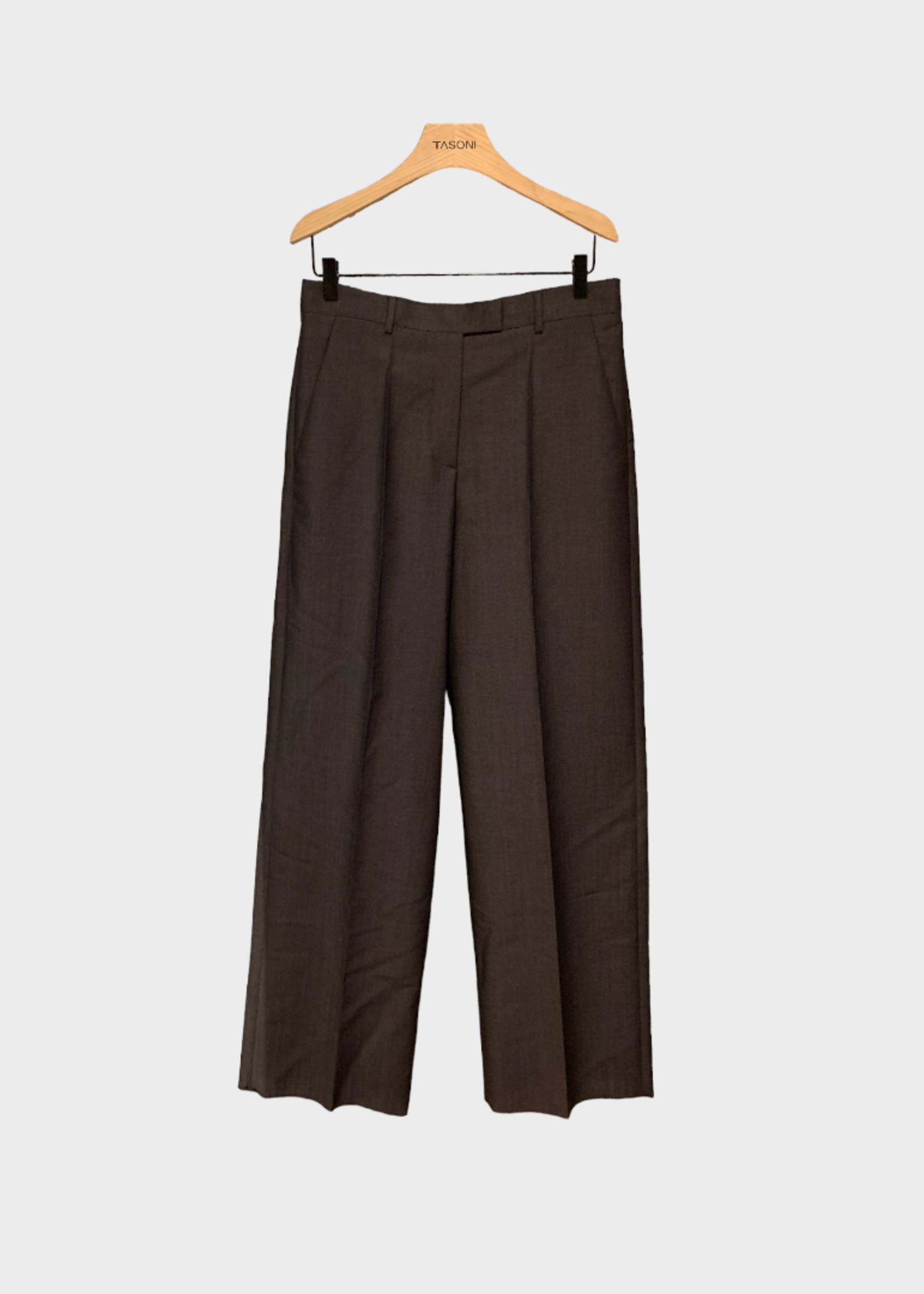 Valentino Valentino Trousers, Grey, Mohair Mix High Waist Wide Leg Solid Pants In Dark Grey Melange