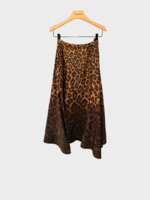 Valentino Valentino Skirt, Print, Wool & Silk High Waist Midi Skirt In Brown w/ Leopard Degrade Print