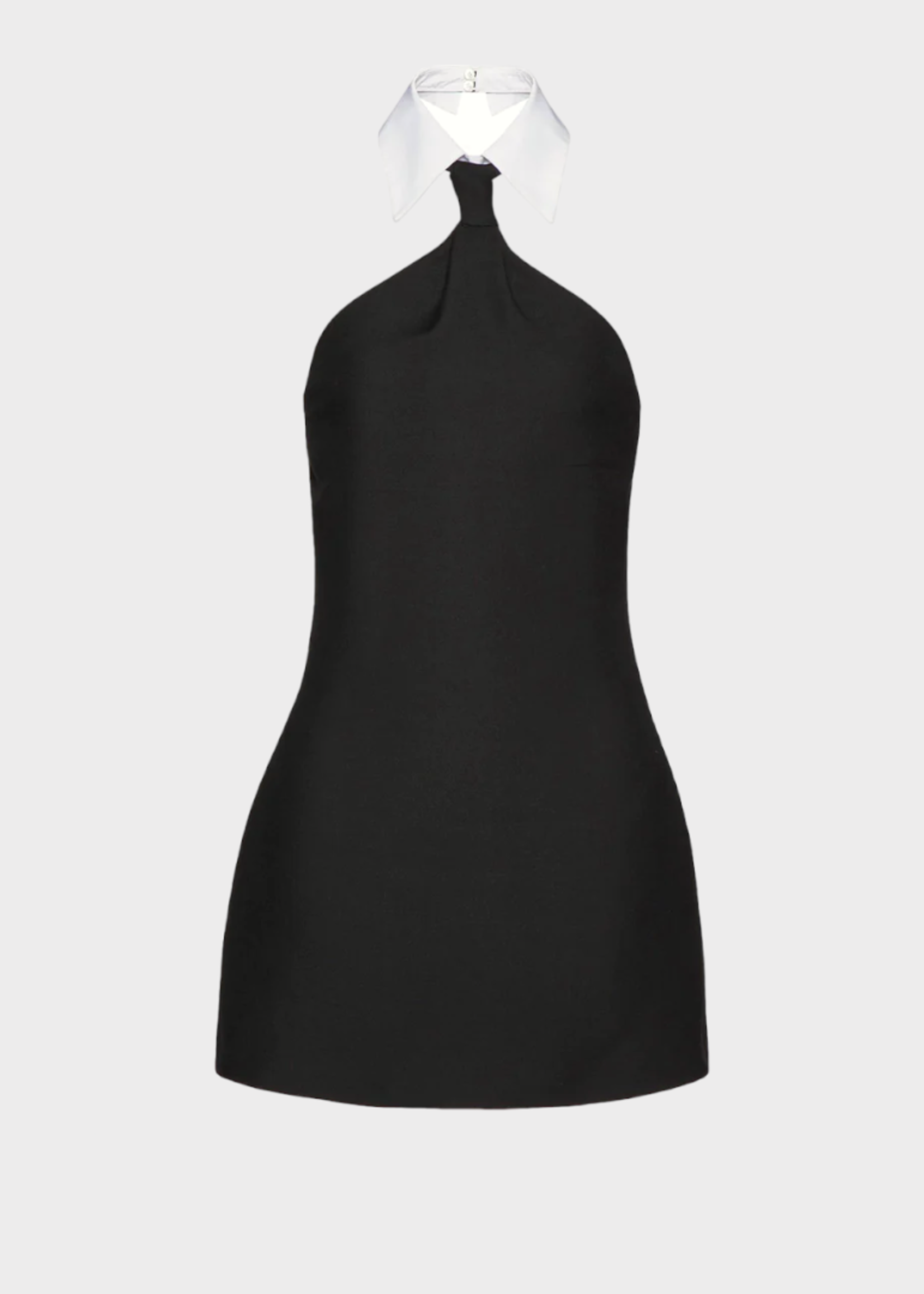 Valentino Valentino Dress, Multi, Wool & Silk Sleeveless Low Back Solid Crepe Couture Mini Dress In Black & White w/ Poplin Collar Detail