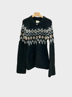 Khaite Khaite Knitwear, Multi, Suzette Cashmere Traditional Fairisle Button Up Cardigan In Black & Multicolor w/ Pockets