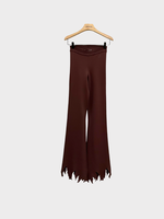J.W. Anderson J.W. Anderson Trousers, Brown, Slim Fit High Waist Flared Lasercut Pants In Chocolate Brown