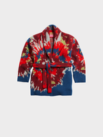 Zegna Zegna Knitwear, Multi, Zegna x Elder Statesman Cashmere & Wool Shawl Collar Open Belted Cardigan in Red & Blue