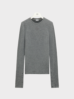 Loewe Loewe Top, Grey, Anagram Cashmere Mix Slim Fit Crew Neck Long Sleeve In Dark Grey w/ Logo Embroidery