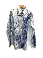 Y/Project Y/Project Shirt, Blue, Oversized Collared Button Up Compact Shirt In Light Blue w/ Shirt Print