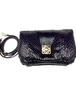 Loewe Loewe Bag, Purple, Python Goya Puffer Mini Bag In Deep Aubergine