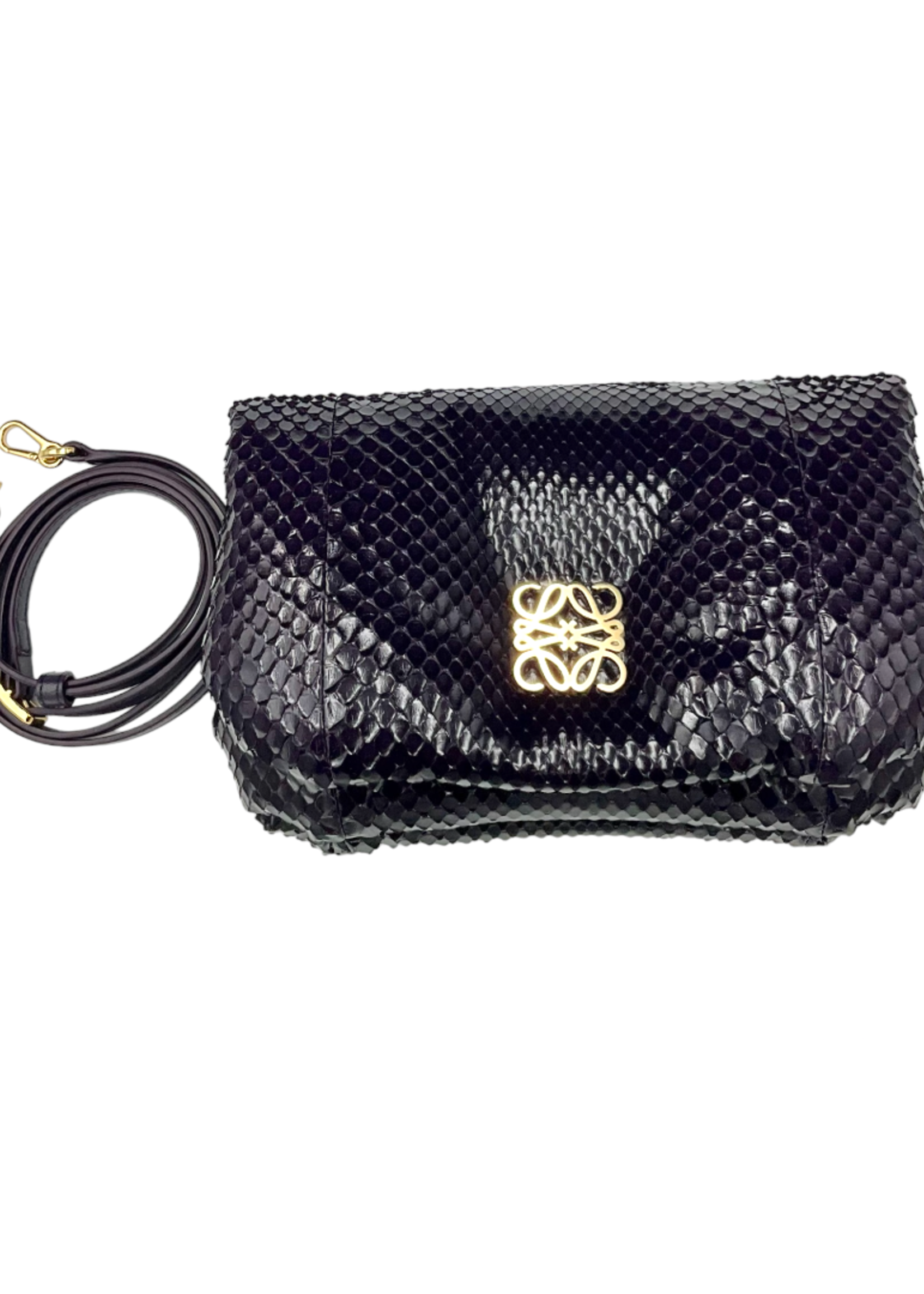 Loewe Loewe Bag, Purple, Python Goya Puffer Mini Bag In Deep Aubergine