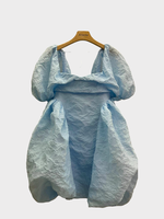 Cecilie Bahnsen Cecilie Bahnsen Dress, Blue, Sidra Matelassé Puff Sleeves Voluminous Mini Dress in Light Blue