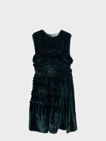 Cecilie Bahnsen Cecilie Bahnsen Dress, Black, Uki Velvet Crew Neck Sleeveless Ruffled Dress