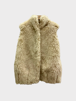 Conner Ives Conner Ives Coat, Beige, Faux Fur High Neck Sleeveless Zip Up Chubby Gilet