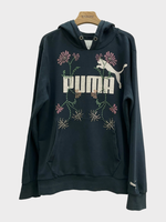 Conner Ives Conner Ives Sweatshirt, Black, Puma Reconstituted Floral Swarovski Crystal Hoodie w/ Kangaroo Pocket