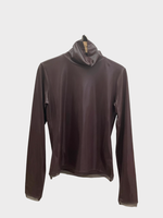Dries Van Noten Dries Van Noten Top, Brown, Hosko Slim Fit Turtle Neck Metalized Top In Dark Brown