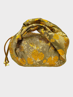 Dries Van Noten Dries Van Noten Bag, Gold, Jacquard Zipped Embroidered Hand Bag In Gold w/ Twisted Handle